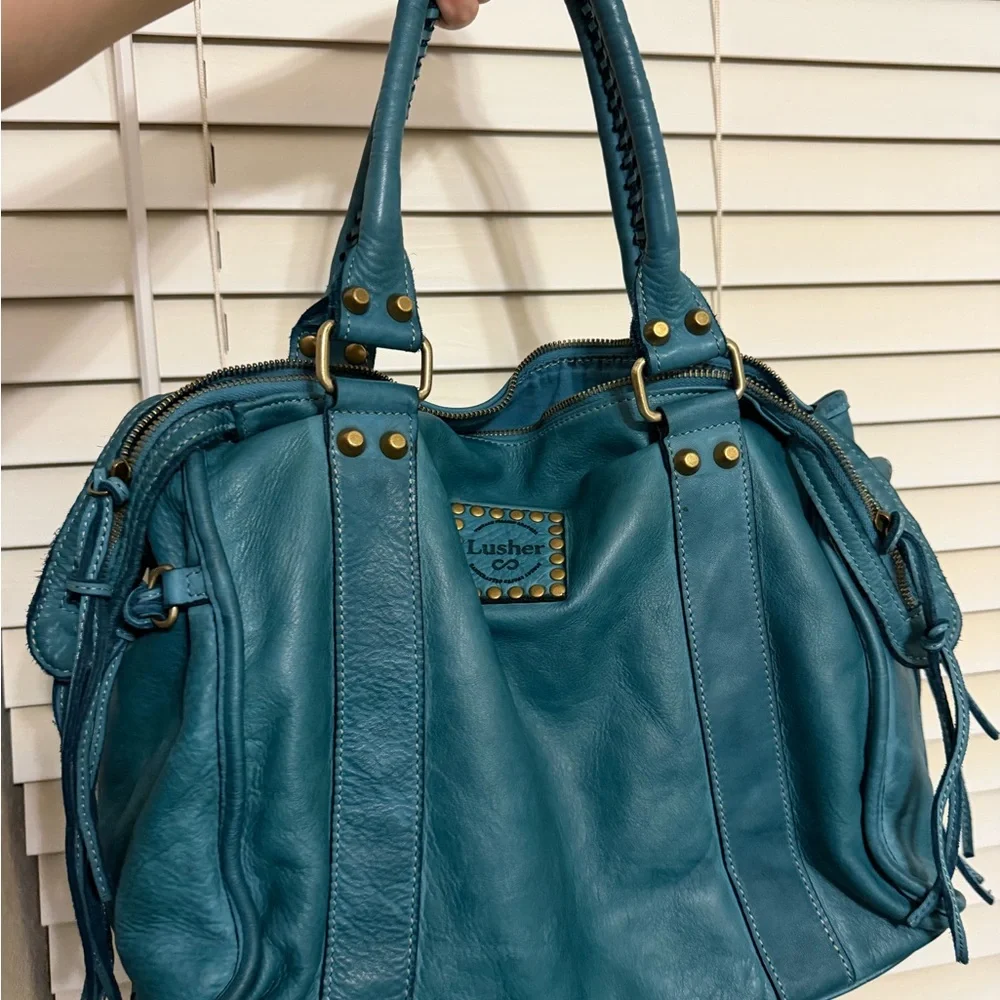 Lusher leather turquoise hobo bag - Picture 3 of 10